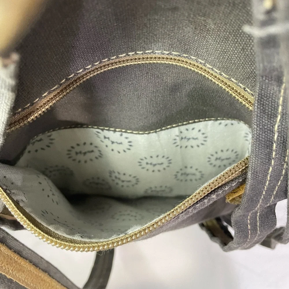 Myra Bag Upcycled Canvas and Cowhide Backbag Bag #5060